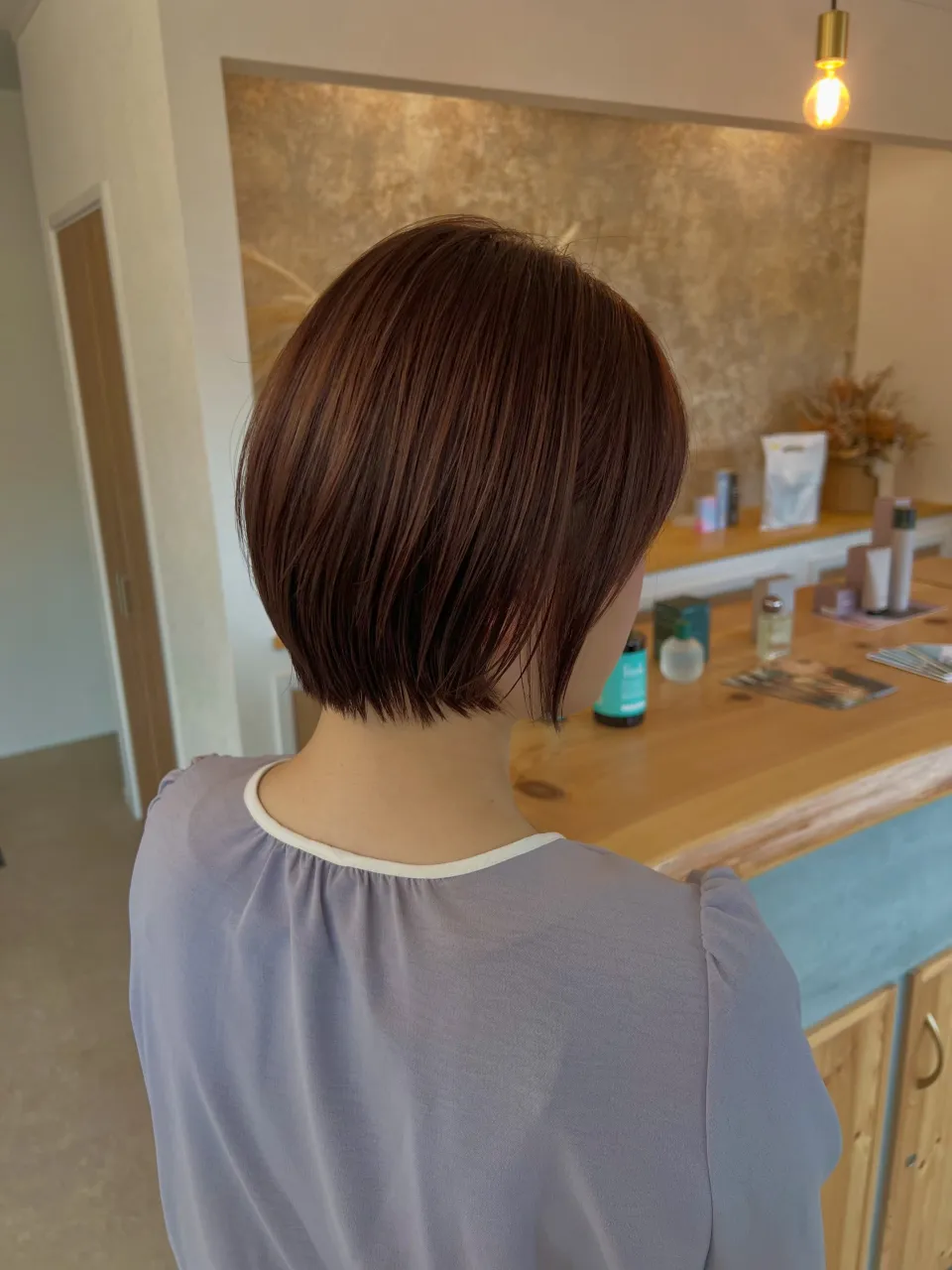 ロングからばっさり丸みボブに👌